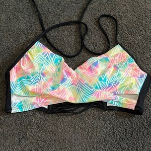 PINK multi color bathing suit top. Size large.